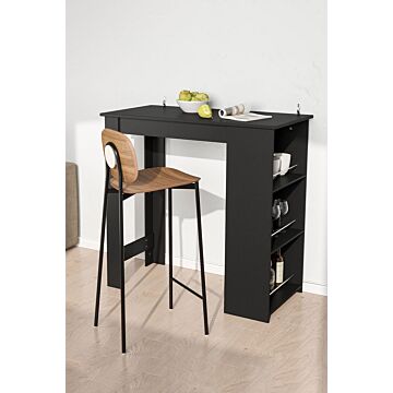 Modern Chipboard Bar Table With 3-tier Storage Shelves 112cm