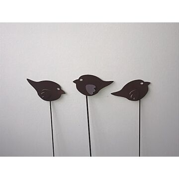 Bird On A Stake (pack Of 3) Bare Metal/ready To Rust
