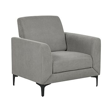 Armchair Grey Fabric Upholstery Black Legs Thick Seating Cushion Retro Living Room Furniture Beliani