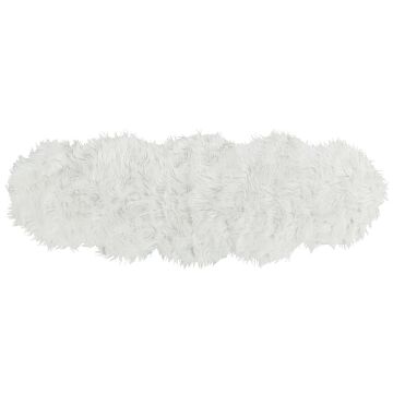 Faux Sheepskin White Acrylic 180 X 60 Cm Glam Fur Fluffy Bedroom Living Room Beliani