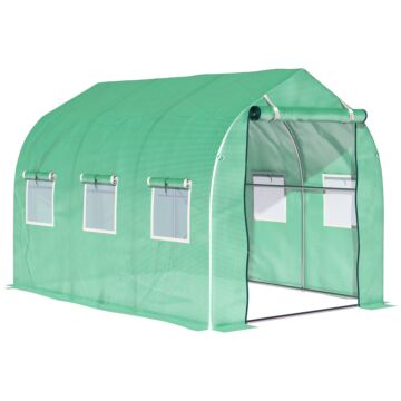 Outsunny Walk In Polytunnel Greenhouse With Windows And Door For Garden, Backyard (3 X 2m)