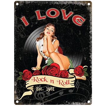 Large Metal Sign 60 X 49.5cm Music I Love Rock And Roll