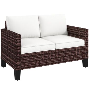 Outsunny Two-seater Rattan Outdoor Sofa - Brown