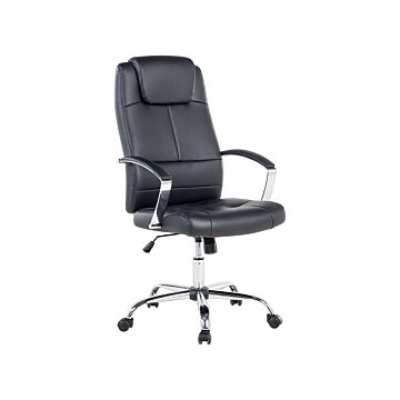Office Chair Black Faux Leather Swivel Adjustable Tilting Beliani
