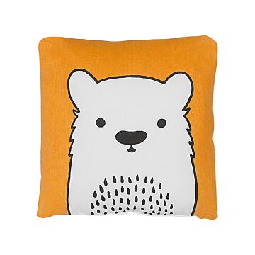 Kids Cushion Orange Fabric Bear Image Pillow With Filling Soft Children's Toy Beliani