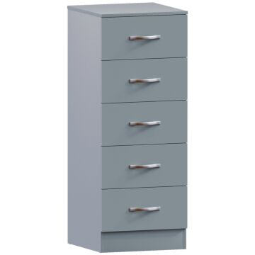 Vida Designs Riano 5 Drawer Narrow Chest, Grey