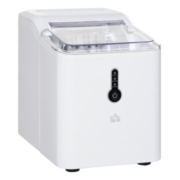 Homcom 12kg Ice Maker Machine | Counter Top Cube | Home Drink Equipment | 1.5l Self Clean Function W/ Basket Freestanding Kitchen Office Dining-white