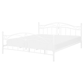 Bed Frame White Eu King Size 5ft3 Metal Vintage Beliani