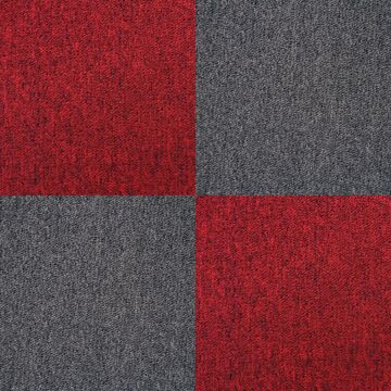 40 X Carpet Tiles 10m2 / Scarlet Red & Charcoal Black