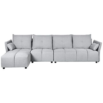 Right Hand Corner Sofa Light Grey 4 Seater Extra Backrest Cushions Modern Beliani