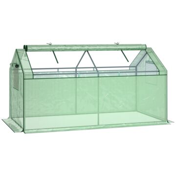 Outsunny Mini Greenhouse Portable Garden Greenhouse Metal Frame Growhouse With Large Zipper Windows For Plants, 180 X 92 X 92 Cm