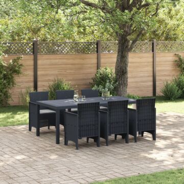 Vidaxl Garden Dining Set Set Of 7 Dark Grey Polypropylene Durable