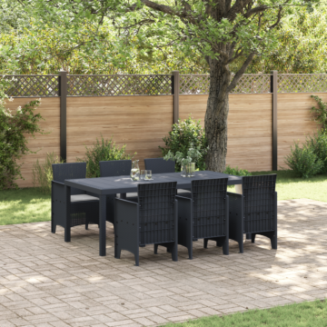 Vidaxl Garden Dining Set Set Of 7 Dark Grey Polypropylene Durable
