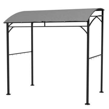 Outsunny 2.2 X 1.5 M Bbq Grill Gazebo Tent, Garden Grill With Metal Frame, Curved Canopy And 10 Hooks, Outdoor Sun Shade, Grey
