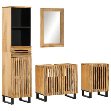 Vidaxl 4 Piece Bathroom Furniture Set Solid Wood Rough Mango