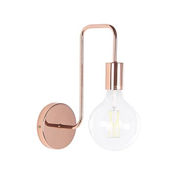 Wall Lamp Copper Metal Sconce Gloss Finish Exposed Light Bulb Industrial Beliani