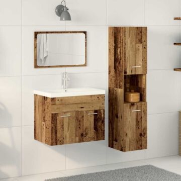 Vidaxl Sets Other 3 Pcs Old Wood 30 X 30 X 130 Cm Engineered Wood