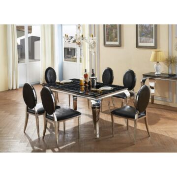 Arriana Marble Dining Table With Stainless Steel Base