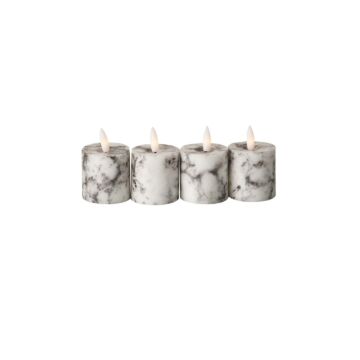 Luxe Collection Natural Glow Marble Set Of 4 Led Candles
