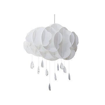 Pendant Lamp White Floating Cloud Crystal Raindrops Kids Room Light Beliani