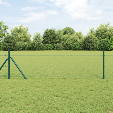 Vidaxl Hexagon Fence Green 0.8x100 M Steel, Vidaxl Fence Posts 13 Pcs Green Ø32 Mm 120 Cm Galvanised Steel