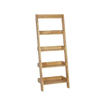 5-tier Ladder Bookcase Light Wood Book Shelf Display Beliani