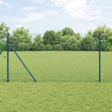 Vidaxl Welded Wire Fence With 13 Posts Green 1.4x50 M Steel