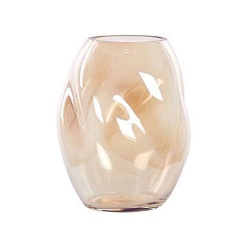 Flower Vase Orange Glass 20 Cm Decorative Tabletop Home Decoration Modern Design Beliani