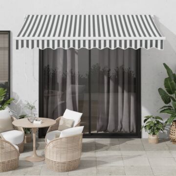 Vidaxl Retractable Awning Anthracite And White 3x2.5 M Fabric&aluminium