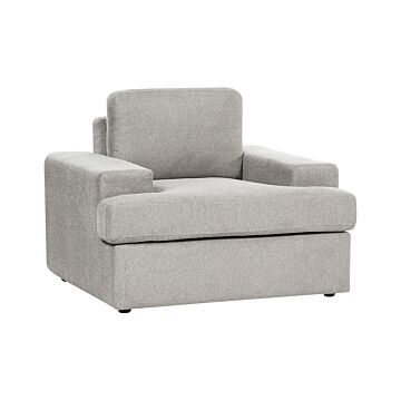 Armchair Light Grey Fabric Upholstered Cushioned Thickly Padded Backrest Classic Living Room Couch Beliani