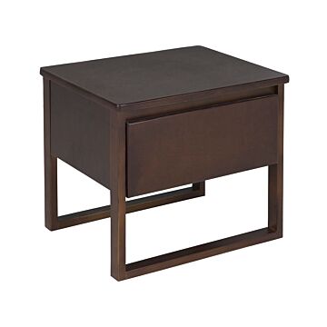 Bedside Table Dark Pinewood Drawer Oiled Finish Contemporary Beliani