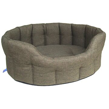 P&l Superior Pet Beds - Premium Oval Basket Weave Softee Bed Colour Tweed Size Jumbo Internal L97cm X W74cm X H25cm / Base Cushion 8cm Thickness