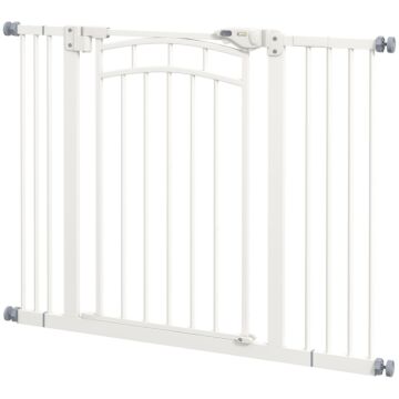 Pawhut Pressure Fit Stair Gate, Dog Gate W/ Auto Closing Door For Small, Medium Dog, Easy Installation, For Width 74 To 100cm