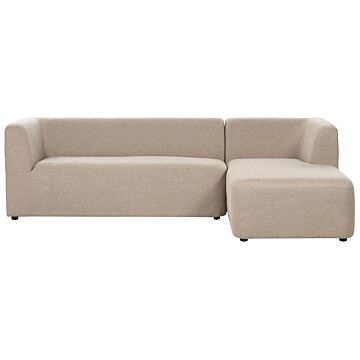 Left Hand Corner Sofa Polyester Beige 4-seater Upholstered Plastic Legs Fabric Minimalist Modern Beliani