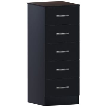 Riano 5 Drawer Narrow Chest, Black