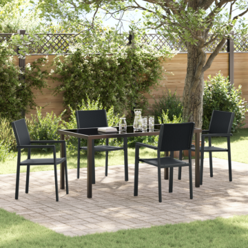 Vidaxl 4 Piece Garden Dining Set Black Poly Rattan