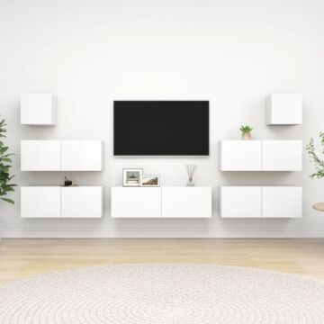 Vidaxl 7 Piece Tv Cabinet Set White Engineered Wood