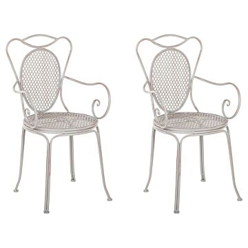 Set Of 2 Bistro Garden Chairs Grey Shabby Chic French Beliani