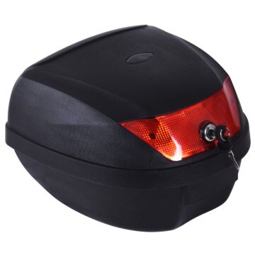 Homcom 28l Motorcycle Tail Box Helmet Top Case Motorbike Luggage Storage Trunk Carrier Mount Rack W/ 2 Keys