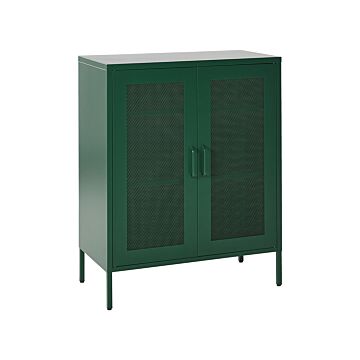 Office Cabinet Green Metal 2 Doors Locks Keys Industrial Design Home Office Furniture Beliani