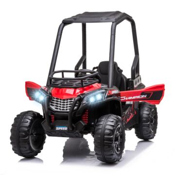 Homcom 12v Battery-powered Kids Electric Ride On Car Off-road Utv Toy 3-6 Km/h With High Roof Parental Remote Control Lights Mp3 Suspension Wheels Red