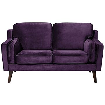 Sofa Violet 2 Seater Velvet Wooden Legs Classic Beliani