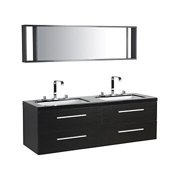 Bathroom Vanity Unit Black Four Drawers Mirror Modern Beliani