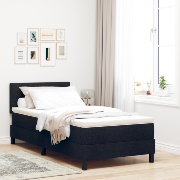 Vidaxl Bed Frame With Mattress Black And White Fabric 90 X 200 Cm