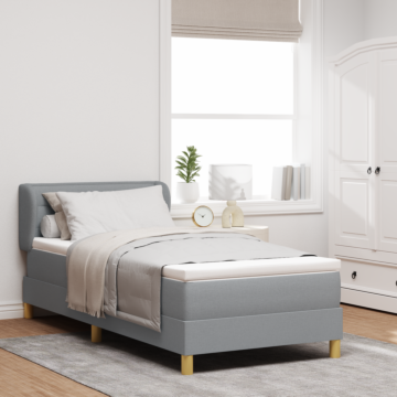 Vidaxl Box Spring Bed With Mattress Light Grey 80x200 Cm Fabric