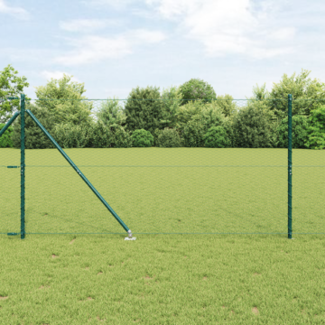 Vidaxl Hexagon Fence Green 1.2x50 M Steel, Vidaxl Fence Posts With Spike 13 Pcs Ø32 Mm 140 Cm Galvanised Steel