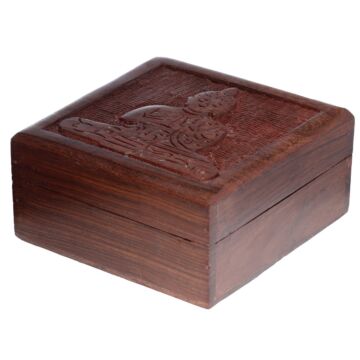 Sheesham Wood Carved Thai Buddha Trinket Box