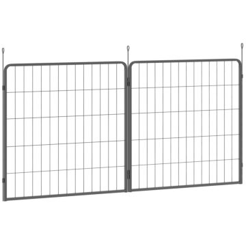 Pawhut 2 Piece Dog Pen Expansion Pack For 80cm High Pet Playpen With 3 Stakes, For Small And Medium Dogs