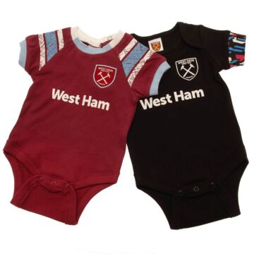 West Ham United Fc 2 Pack Bodysuit 12-18 Mths St