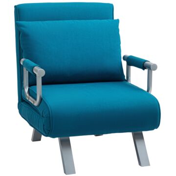 Homcom 4-in-1 Faux Suede Chair Bed - Blue